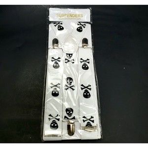 Skull & Cross Bones B & W Mens Suspenders Unicfashion Halloween Unisex N…